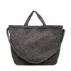 Bolsa de Ombro Preguiçosa Estilo Coreano com Cordão Grande Capacidade para Trabalho e Viagem Bolsa de Tecido Retro Poá Casual Versátil Bolsa Tote