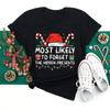 Camiseta de moda para mujer, divertida, "Olvídate del regalo oculto", camiseta navideña, blusa para mujer