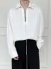 Camisa de Manga Longa Listrada Plissada Estilo Hong Kong para Homens, Estilo Ascético, Design Casual de Alto Padrão, Camisa com Cordão de Nicho, Jaqueta Fina