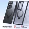 Funda para Teléfono Móvil Magnética de Doble Anillo Adecuada para Samsung S25Ultra con Soporte Giratorio de 360 Grados S24Plus Cubierta Protectora Anticaídas