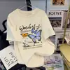Camiseta Blanca de Manga Corta de Algodón Puro para Mujer Estilo Retro Americano Verano 2025 Nuevo Estilo Holgada Tallas Grandes Tops Venta al por Mayor Dropshipping