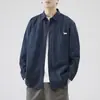 Camisa de manga larga para hombre de algodón puro de alta calidad y peso pesado, nueva camisa de trabajo estilo americano para primavera/otoño 2026 con cuello camisero, chaqueta casual