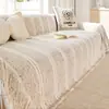 Toalla de Sofá Estilo Crema Japonés Coreano Manta Rayada Gruesa Universal para Todas las Estaciones Tela Cubierta Anti-Arañazos de Gato de Una Pieza Venta al por Mayor