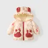 Ropa de Invierno Acolchada de Algodón para Bebé Niña, Sudadera con Capucha Nueva para Niña, Chaqueta Acolchada y Engrosada de Algodón para Bebé, Chaqueta Acolchada de Algodón Súper Linda con Saludos de Año Nuevo
