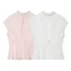 Comercio Exterior Transfronterizo Verano Nuevo Estilo Europeo y Americano Moda Femenina Casual Holgado Top de Popelina con Decoración de Lazo