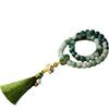 Jade Blanco Natural de Hainan Raíz de Bodhi Mitad Montaña y Mitad Agua Verde Flores Flotantes DIY Cadena de Mano para Hombres y Mujeres Cuerda de Cuentas Budistas