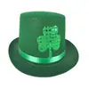 Trébol de Lentejuelas Verdes Sombrero Mágico Lincoln para Adulto Disfraz Vestido St. Sombrero de copa verde del Día de San Patricio