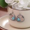 Pendientes de turquesa azul con diseño artesanal europeo y americano, estilo retro étnico, de plata antigua de Yunnan para mujer.