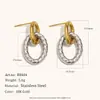 Collar con Cadena de Cable Dorado Entrelazado Transfronterizo Europeo y Americano Anillo Ovalado Acero Inoxidable Chapado en Oro de 18K Hebilla OT Pulsera y Pendientes Personalizados para Mujer