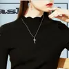 Collar Cruz Sencillo Celebridad de Internet Ins Estilo Frío Diseño Femenino Cadena para Clavícula Collar Cruz Punk Venta al por Mayor