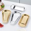 Bandeja em forma de leque de aço inoxidável dourado estilo coreano suporte para colheres de restaurante comercial prateleira de clipes para alimentos prato de lanche e frutas de aço inoxidável