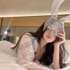 Faixa de cabelo com orelhas de gato sexy preta, máscara de renda feminina, máscara para os olhos, cobertura facial, grampo de cabelo de malha, Wansheng