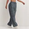 Calça de trabalho feminina outono estilo americano mais vendida internacionalmente, nova, cintura alta, caimento fluido, secagem rápida, calça esportiva casual de perna larga