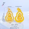 Colar Dinâmico de Cabacinha Cravejado com Diamantes Banhado a Ouro Escovado Novo Estilo Chinês Corrente de Suéter da Sorte Rotativa para Mulheres