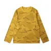 Camiseta de manga larga con camuflaje retro americano de oso mágico, sudadera de punto gofrado, estilo retro universitario, camiseta básica de cuello redondo, unisex