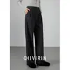 Calça Elegante de Tecido Fluido Wide-Leg para Mulheres 2026 Nova Coleção Início da Primavera Cintura Alta Emagrecedora Casual Calça Reta Solta