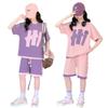 Conjunto de Verão para Meninas 2025 Nova Moda Infantil Casual Esportivo Estilo Coreano Manga Curta Calça Caprichada Roupas de Verão