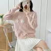 Chaqueta Suéter Floral Fresca y Dulce Estilo Coreano para Mujer, Nuevo Cardigan de Punto Elegante para Otoño e Invierno que Reduce la Edad, Top Suave