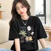 Camiseta de Algodão Puro de Manga Curta para Mulheres Verão 2026, Novo Design, Estilo Americano de Nicho, Blusa Solta de Meia Manga para Homens, Atacado da Moda