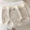 Ropa interior de algodón puro clase A para mujer, Boxer retro floral, Encaje, Cintura media, Algodón antibacteriano 10A, Entrepierna extendida, Ropa interior para mujer