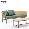 Sofá de Rattan Woden para Exterior Móveis de Pátio Sofá Trançado de Rattan Pátio Externo Cadeira de Rattan para Lazer Móveis de Rattan