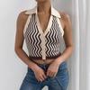 Chaleco Interior de Punto a Rayas con Cuello en V para Mujer Ropa de Primavera Estilo Comercio Exterior Nuevo Diseño Nicho Ropa Exterior Top de Moda