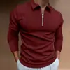 Moda Otoño 2022 para Hombre: Camisa Polo Amazon, Color Sólido, Rayas, Manga Larga, Camisa Polo para Hombre, Cuello Camisero, Estilo Caballero