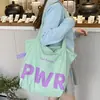 Nova Bolsa de Tecido de Nylon com Cordão Estilo Preguiçoso Bolsa Tote Bolsa de Ombro para o Trabalho Feminina Bolsa de Lona de Grande Capacidade