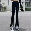 Jeans cropped de cintura alta para mujer, corte holgado, nuevo estilo primavera/otoño, diseño coreano, adelgazantes, versátiles, pierna ancha, ligeramente acampanados, pantalones blancos