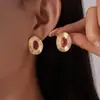 Pendientes Vintage de Gota de Aceite Redondos Ovalados con Aguja Plateada Moda Europea y Americana Geométricos Simples Elegantes Pendientes de Alta Gama para Mujer