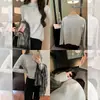 Camisa base de malha macia e amiga da pele com gola semi-alta para mulheres, suéter pulôver solto para outono e inverno, top estilo coreano
