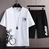 Camiseta Masculina Estampada de Verão Terno Masculino de Manga Curta com Oversize Tendência Casual Bonito Solto Ins Transfronteiriço