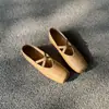 656-1 Sapatos Quadrados de Primavera e Outono Alta Qualidade Couro Bovino Lavado Sapatilhas Ultramacias para Mulheres