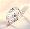 Anillo de bodas con diamantes de imitación de temperamento explosivo para hombre y mujer, chapado en cobre y plata, con apertura de un solo diamante.