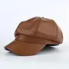 Boina xadrez com orelhas de gato fofas, novo estilo de primavera feminino, chapéu octogonal que afina o rosto, chapéu para cabeça grande, chapéu de pintor