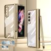 Funda Adecuada para Teléfono Samsung Zfold5/4, Transparente Galvanizada con Ranura para Bolígrafo en la Bisagra con Cubierta Protectora para Lápiz Óptico Spen