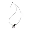 Collar de Flor de Citrino con Diseño de Estilo Nacional, Ensamblaje de Cristal en Tubo de Plata, Cadena para Clavícula para Usar en Capas, para Mujeres
