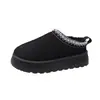 Botas de nieve para mujer 2023 otoño e invierno Nuevos zuecos de media caña de fondo grueso con punta cerrada talla grande zapatos de algodón grueso forrados de polar al por mayor