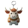 Nuevo producto transfronterizo: llavero acrílico plano con forma de vaca, colorido, de dibujos animados, portallaves y colgante para coche/mochila