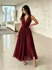 2026 E-commerce Transfronteiriço Europeu e Americano Amazon Vestido de Noite Elegante Novo Sem Mangas Decote V Estilo Francês