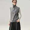Colete de Cashmere Feminino Gola Alta Trançado Sem Mangas Cardigã Outono Inverno Novo Estilo Trançado Lapela Sem Mangas Tricô Cardigã Quente