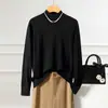 Suéter Base de Lã Novo Estilo para Mulheres, Gola Redonda Meio Alta, Suéter Base Tricotado de Cor Sólida, Suéter Fino de Lã Fina Fio Yangzi