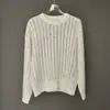 Suéter de Punto Hueco con Cuello Redondo de Nuevo Estilo para Primavera y Otoño para Mujer, Suéter Pulóver de Lentejuelas de Alta Gama, Top Bc Inspirado en Celebridades