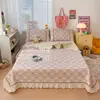 Conjunto de colcha de renda francesa de luxo, quatro peças, design A/B dupla face, colcha acolchoada espessa, fronha e capa de edredom, para cama de casa