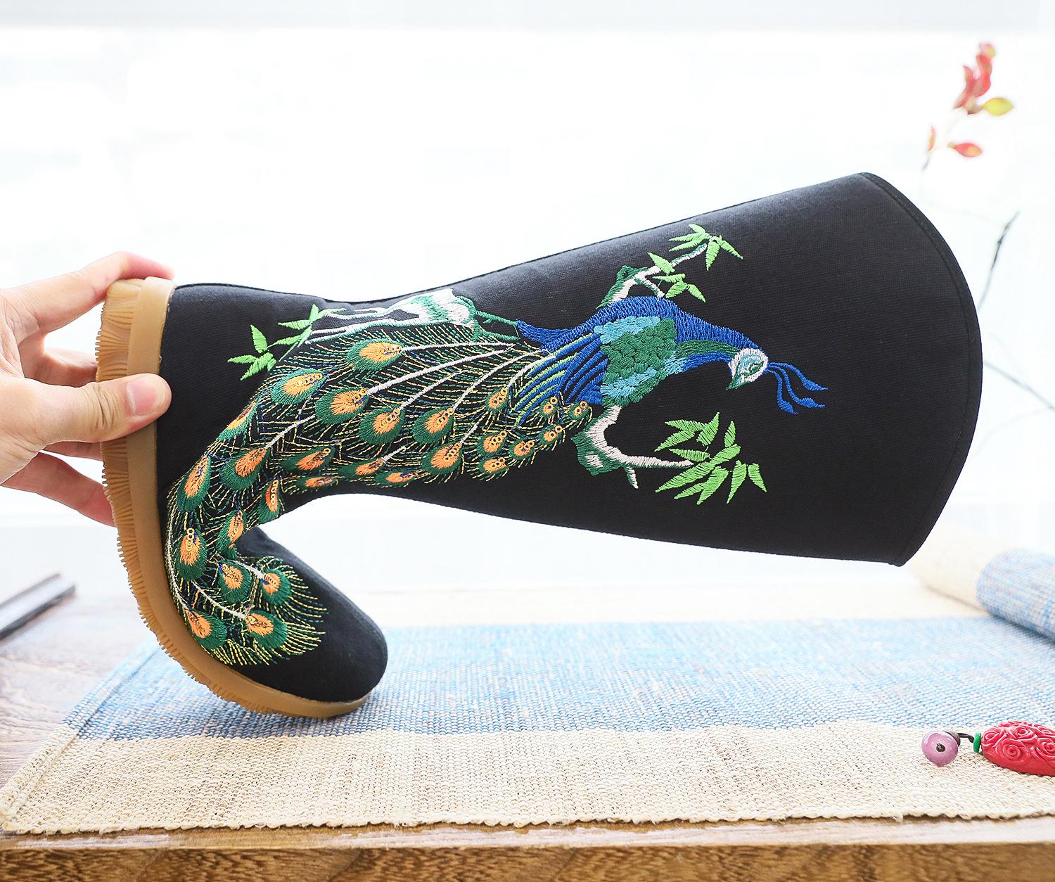 亮片孔雀高筒棉靴 (9)