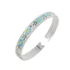 Pulseira de Prata Pura 9999 com Flores e Borboleta Esmaltada, Estilo Novo, Presente para Mãe ou Namorada para Feriados