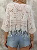 Ropa de protección solar transfronteriza europea y americana para la playa, top de punto calado de ganchillo para mujer, pareo de bikini para la playa con flecos, estilo casual