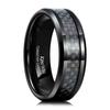 Anillo de Acero de Tungsteno de 8 mm, Nuevo, Superventas Transfronterizo Europeo y Americano, Moderno y Versátil, Electrochapado Negro con Fibra de Carbono Azul, Venta al por Mayor