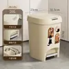 Papelera de pedal estilo crema para el hogar, gran capacidad, con tapa, desodorante, cocina, sala de estar, dormitorio, lindo patrón de gato