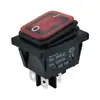Interruptor impermeable de alta corriente KCD4 de 4 pines, interruptor de barco de 2 velocidades sin luz, certificación TUV, panel rojo esmerilado